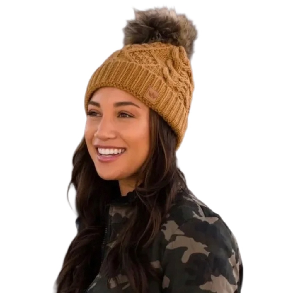 Panache Camel cable knit hat